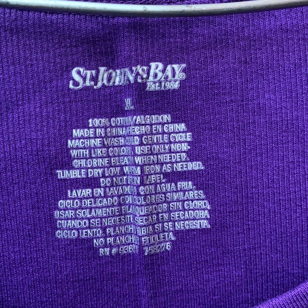 *Lot of 2*St. John’s Bay purple ribbed tank top sz. XL - Picture 2 of 4